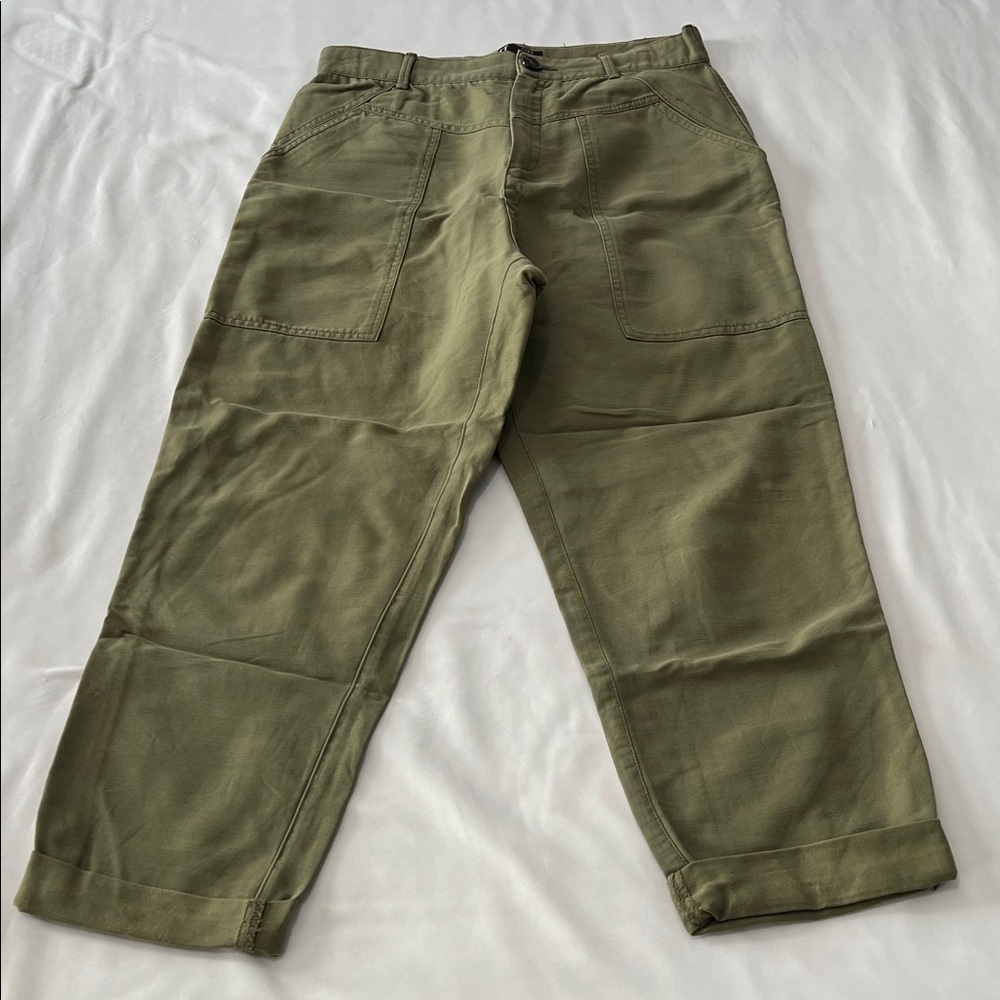 Zara trf Collection High Waisted Army Green Pants